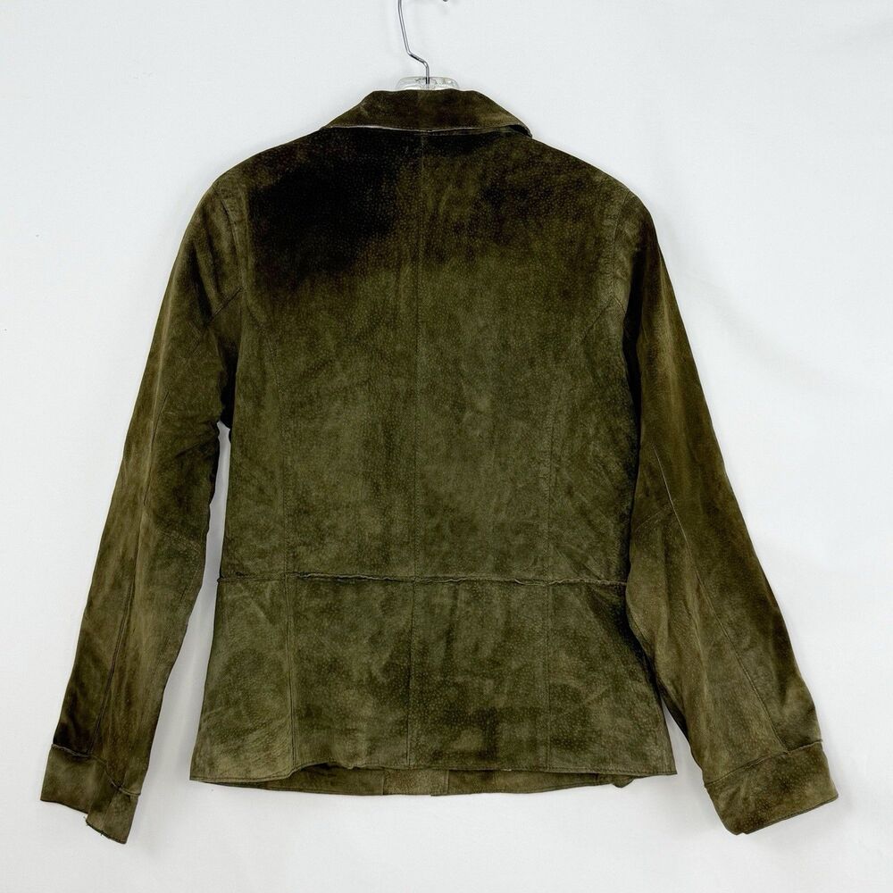 Brandon Thomas Womens Green Leather Suede Blazer Jacket Size S Long Sleeve Lined - Picture 4 of 16
